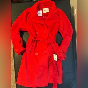 Steve Madden Women Bold Red Trench Coat double breasted